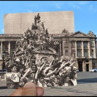 Past-present images to celebrate 70 years liberation of Paris during WWII.