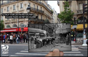 Past-present images to celebrate 70 years liberation of Paris during WWII.